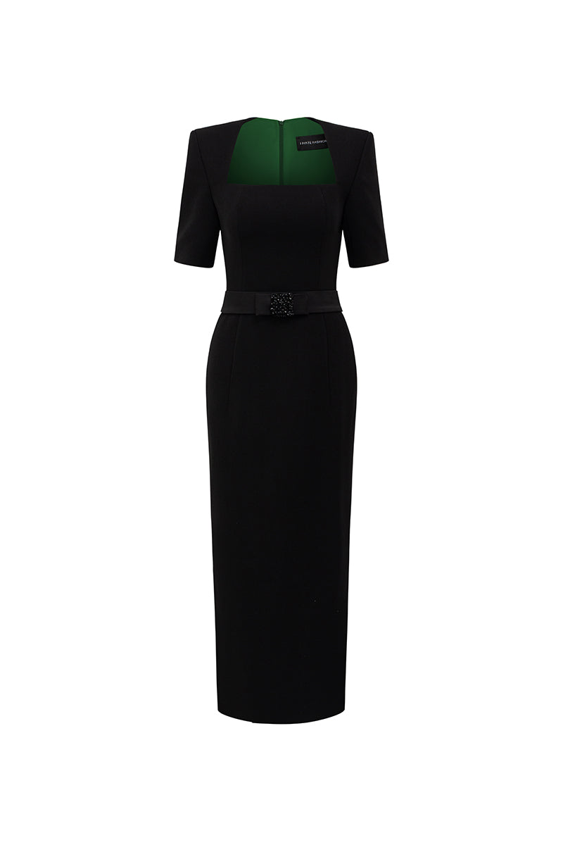 KNEE LENGTH DRESS IN BLACK
