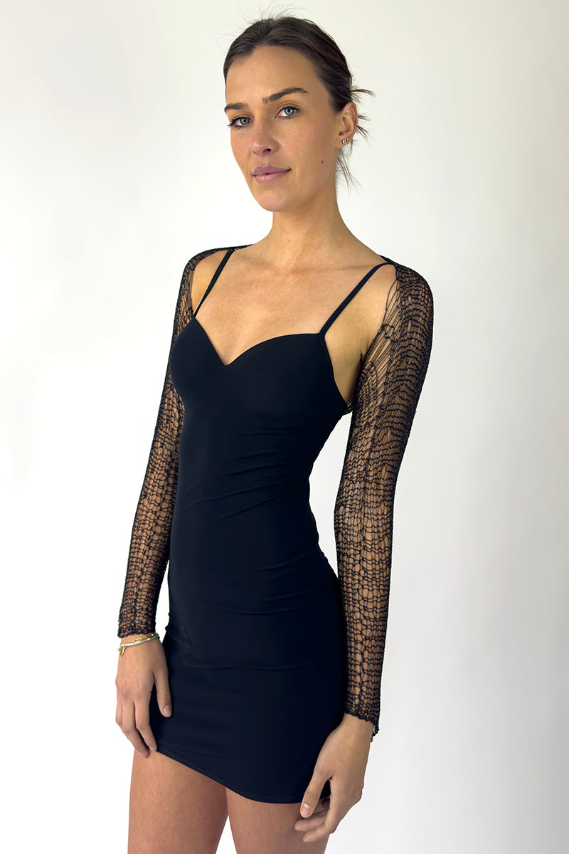 BLACK CHAIN BOLERO SHRUG