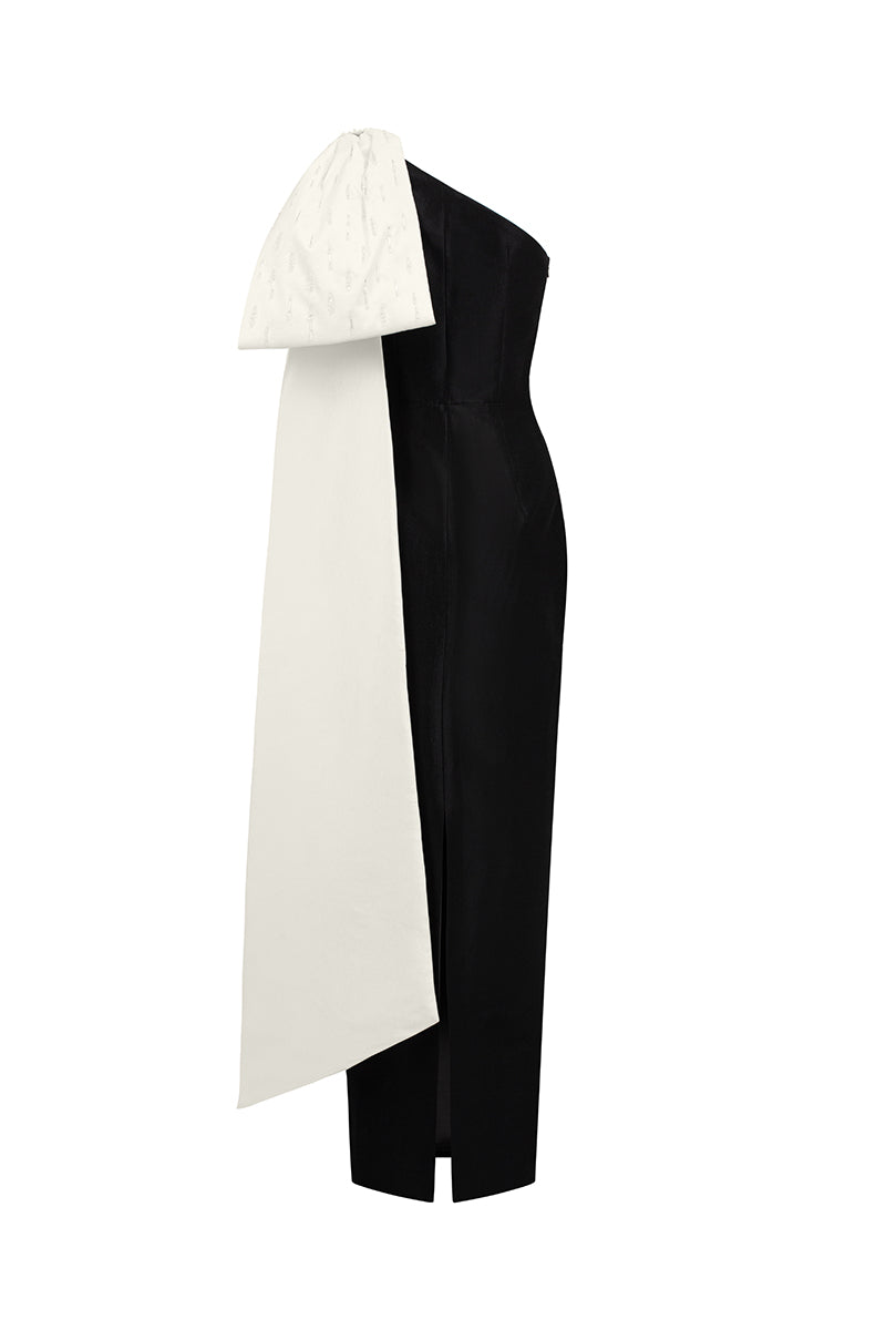 ASYMMETRIC ONE-SHOULDER COLUMN GOWN