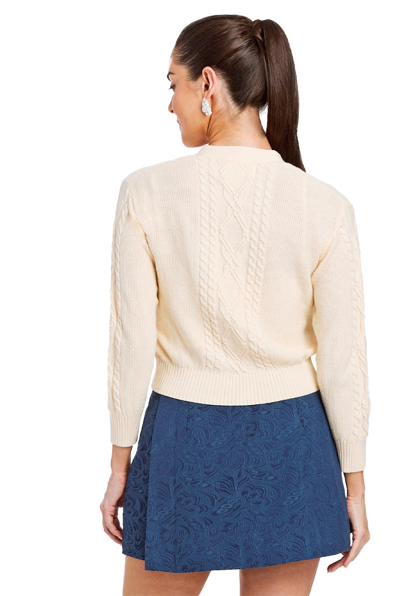 BRIGITTA BOW CARDIGAN IN IVORY