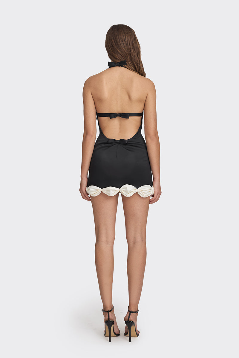 CAKE BOW MINI DRESS IN BLACK
