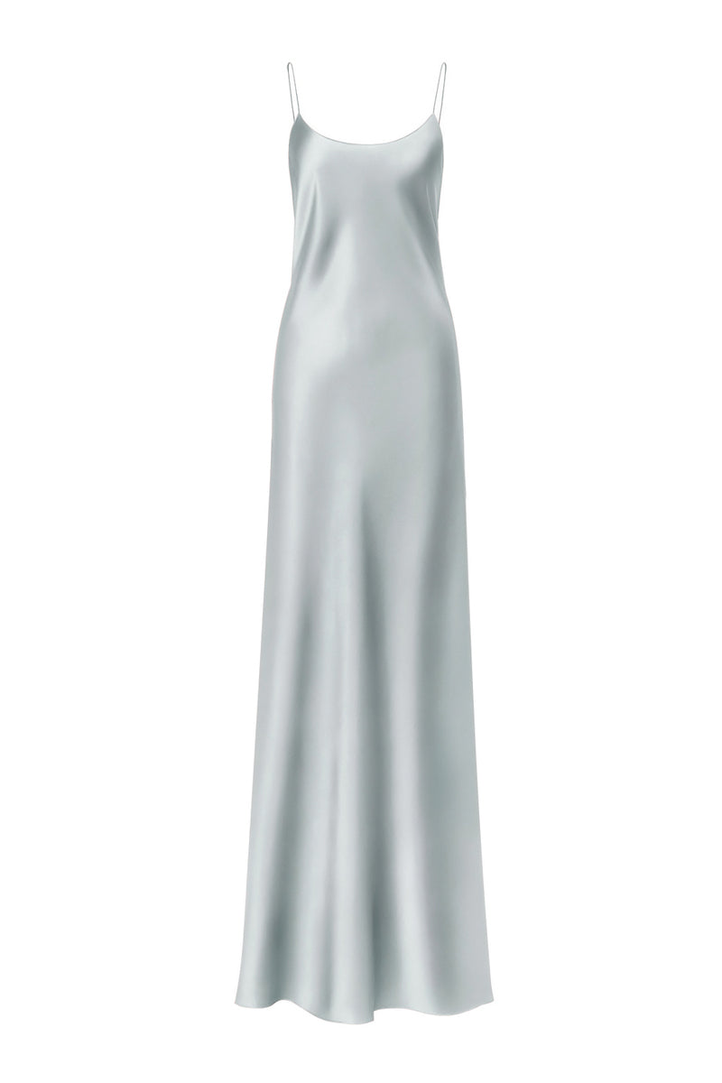 CAROLYN MOONSTONE SCOOP-NECK SILK SATIN MAXI DRESS