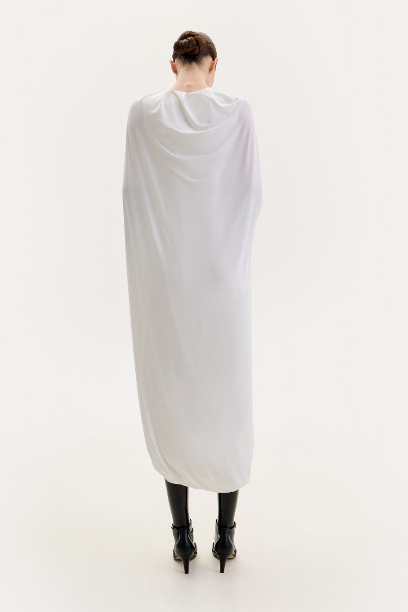 CREAM JERSEY CAPE DRESS