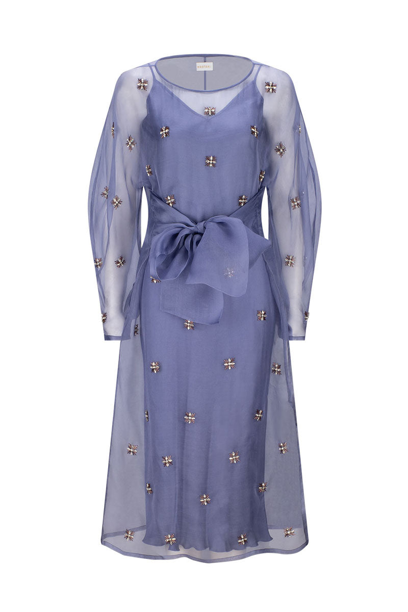 LIBA EMBELLISHED PERIWINKLE DRESS