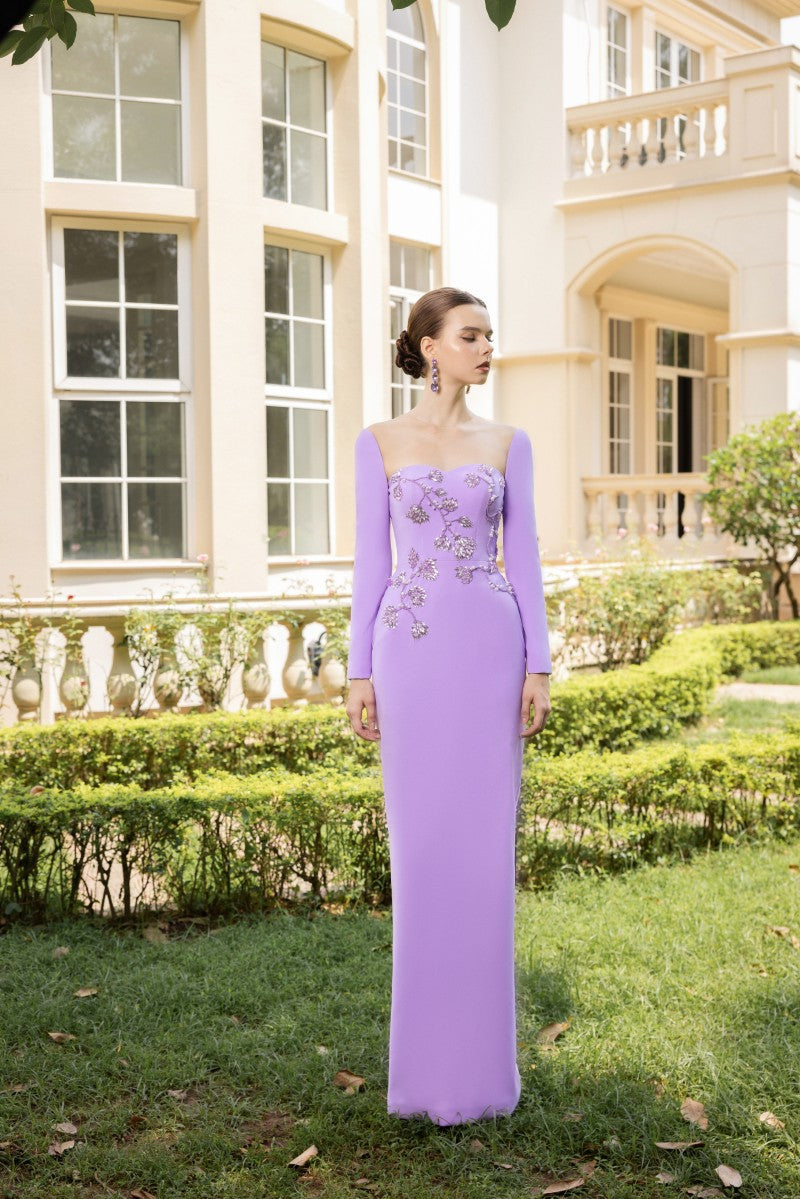RENÉE CREPE GOWN IN VIOLET