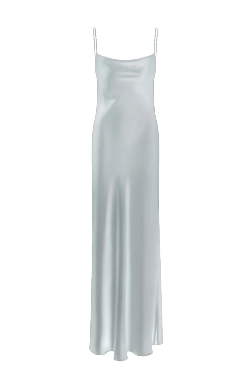 DAFNE MOONSTONE OPEN-BACK SILK-SATIN MAXI DRESS