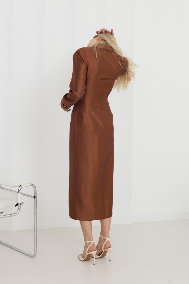 EDITH BROWN FITTED MIDI SHIRT DRESS