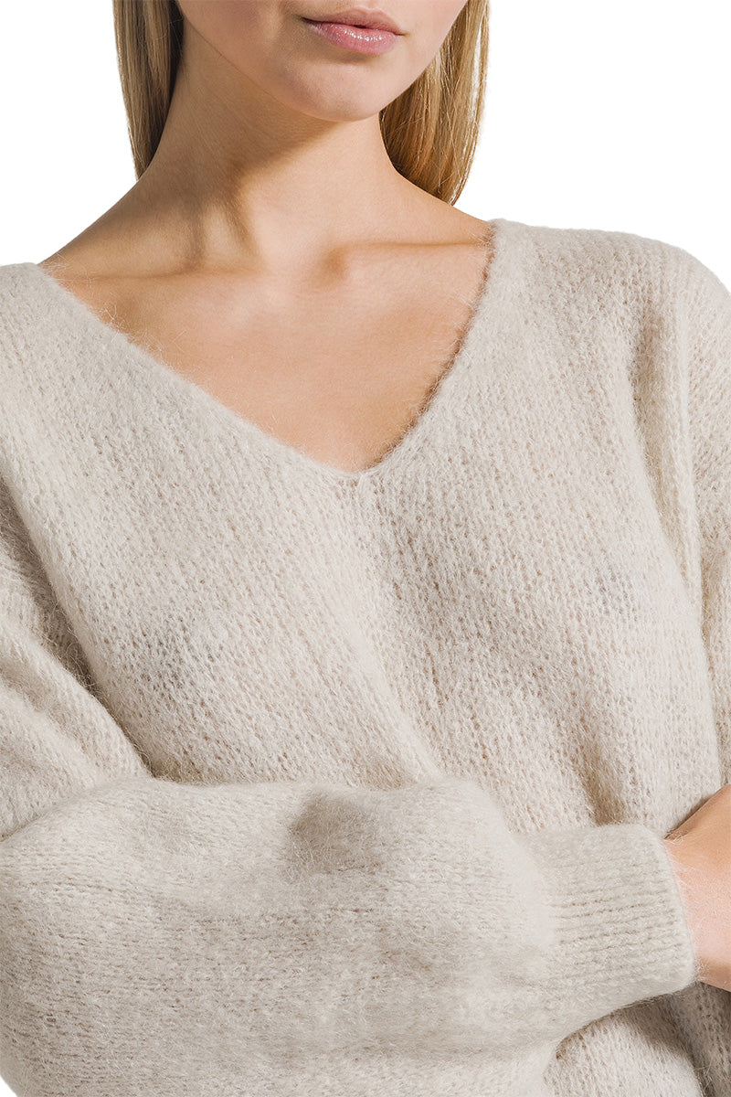 MILANA LONG SLEEVE ALPACA PULLOVER IN BEIGE