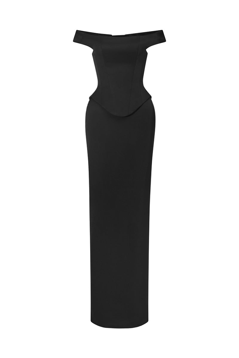 TIMELESS BLACK OFF-SHOULDER GOWN