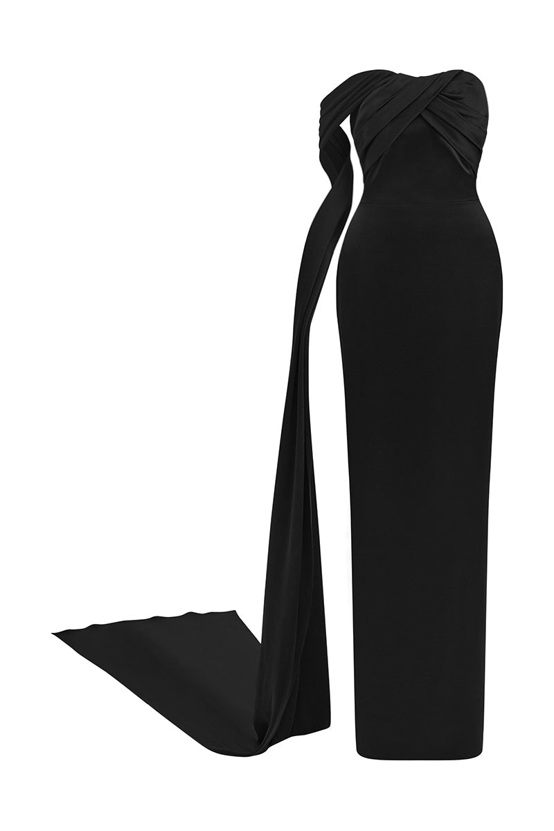 WINGED STRAPLESS GOWN
