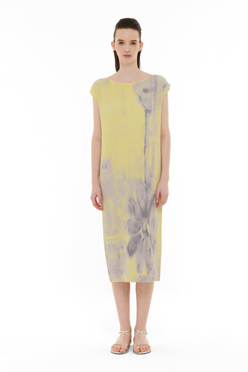 PRINTED PLISSE DRESS