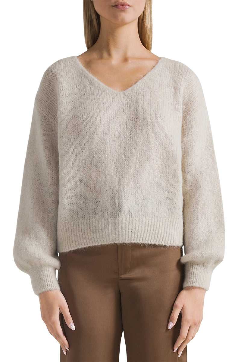 MILANA LONG SLEEVE ALPACA PULLOVER IN BEIGE