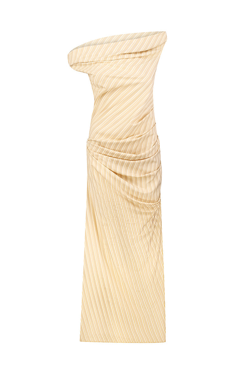 YELLOW DRAPING MAXI DRESS
