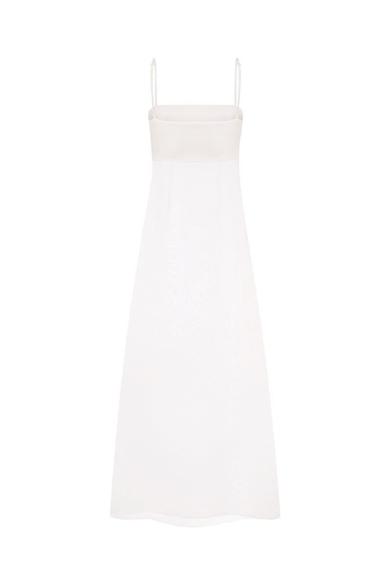 DRESS WITH SHEER INSERTS IN WHITE