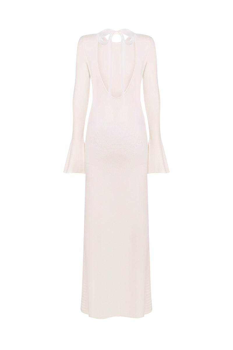 KNITTED MIDI DRESS IN WHITE