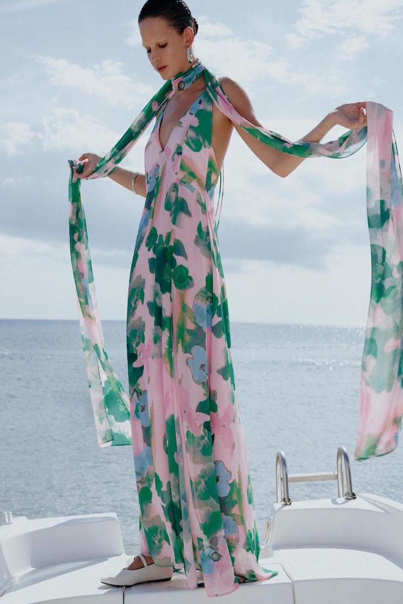 JANE DRESS IN SOFT PINK AND GREEN