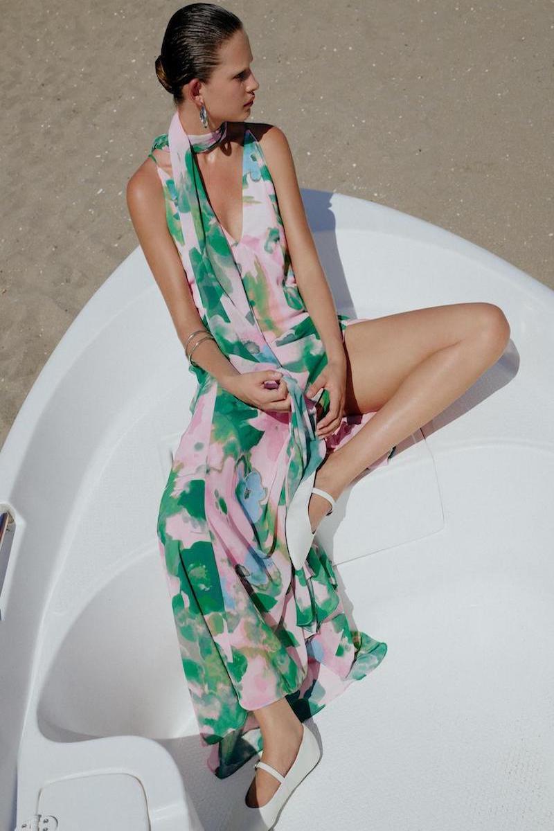 JANE DRESS IN SOFT PINK AND GREEN