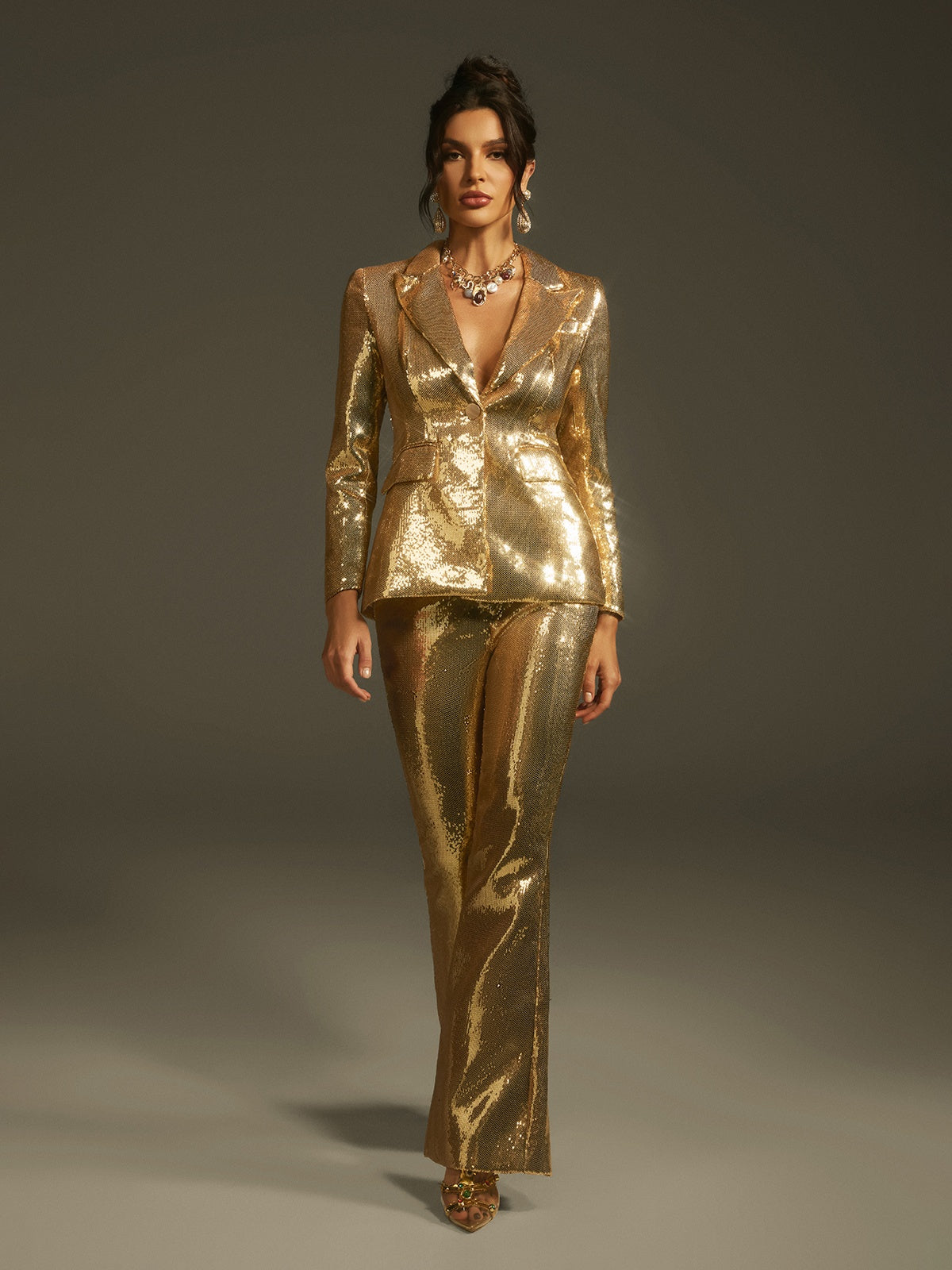 Larna Long Sleeve Sequin Blazer Set