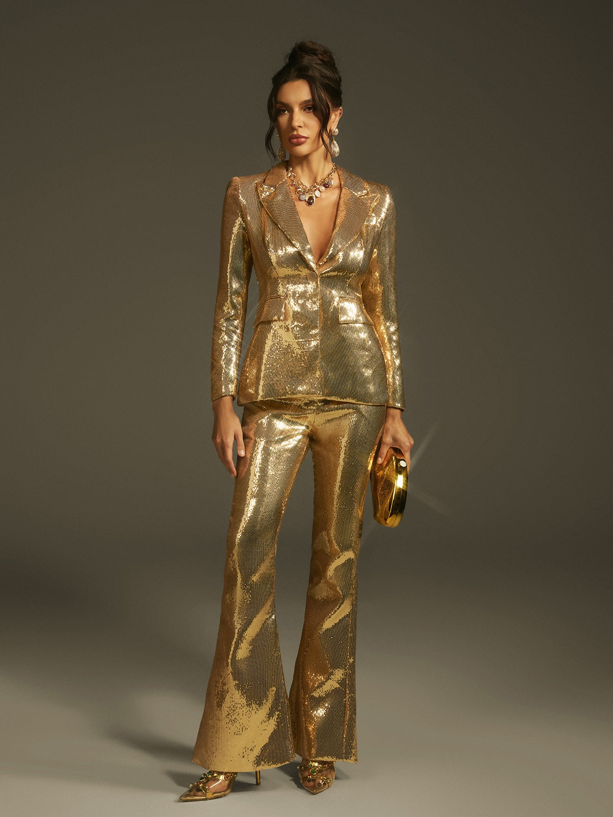 Larna Long Sleeve Sequin Blazer Set