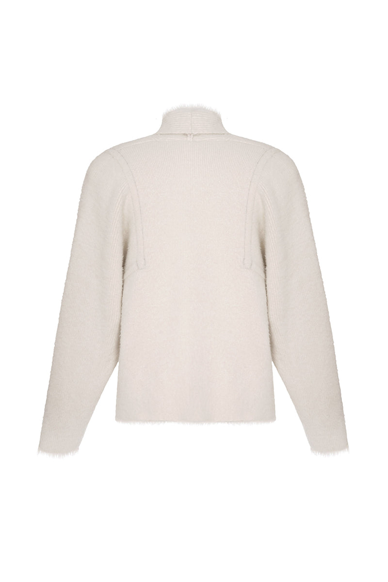 WHITE AND GOLD WOOL CARDIGAN