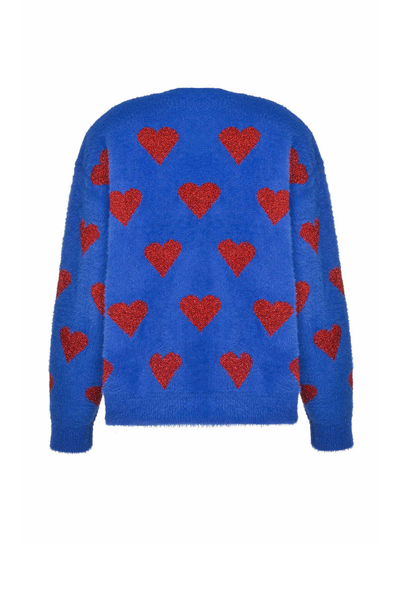 BLUE HEARTS WOOL SWEATER