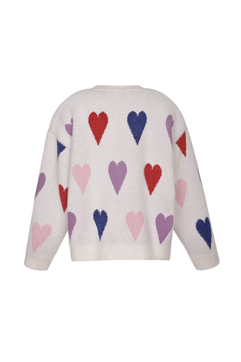 WHITE HEARTS WOOL SWEATER