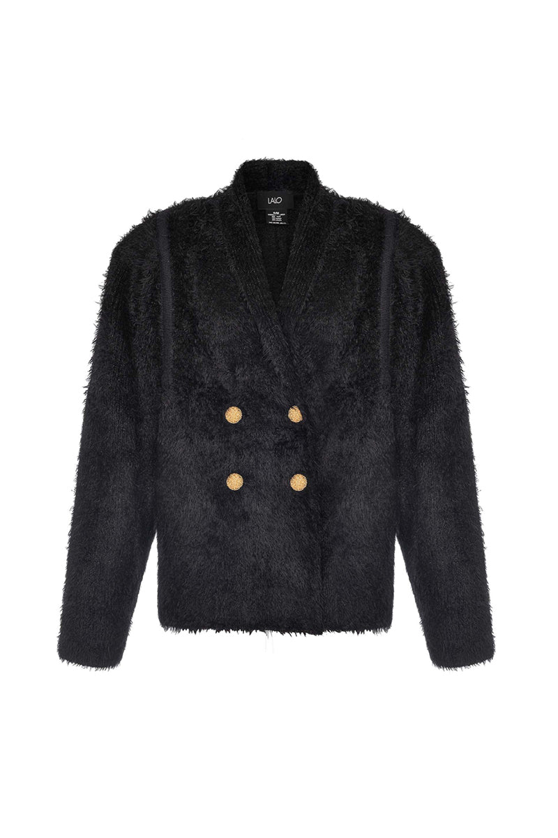 BLACK AND GOLD WOOL CARDIGAN