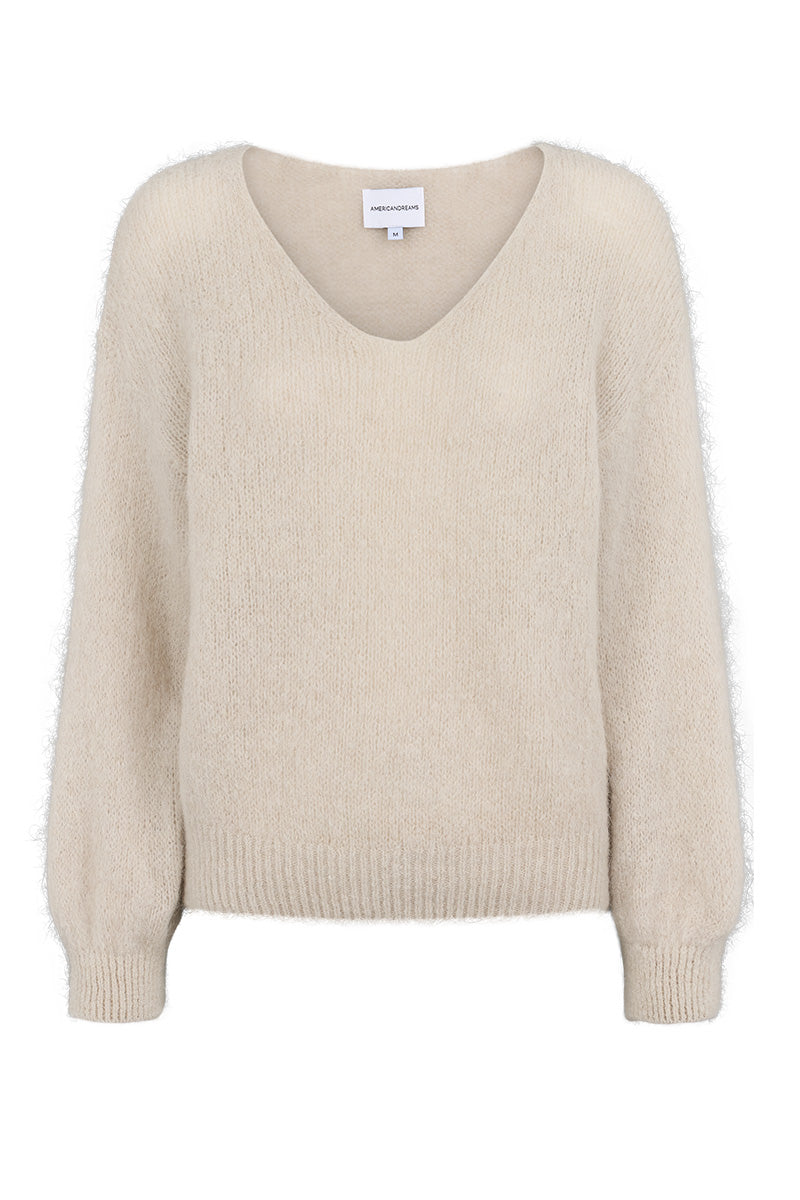 MILANA LONG SLEEVE ALPACA PULLOVER IN BEIGE