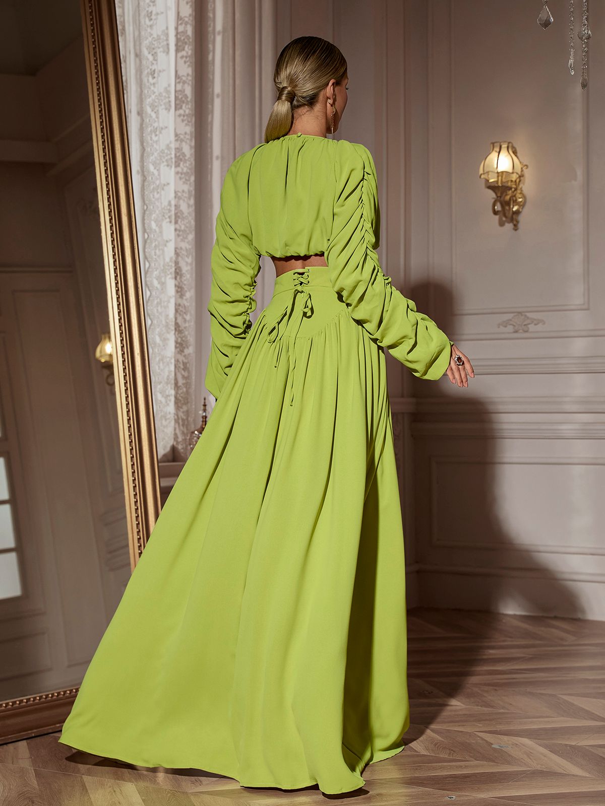 Mokgadi Long Sleeve Ruched Skirt Set
