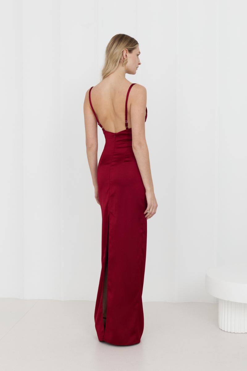 NADA LONG RED WINE EVENING DRESS