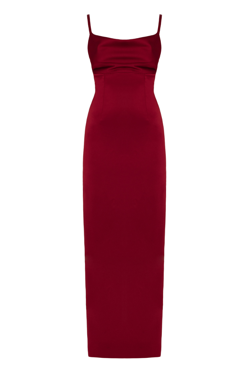 NADA LONG RED WINE EVENING DRESS