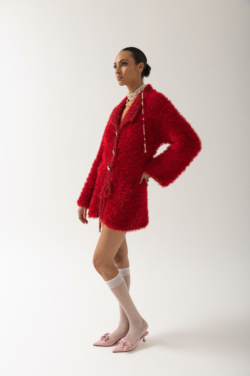 RED MONROE HANDMADE KNIT CARDIGAN DRESS