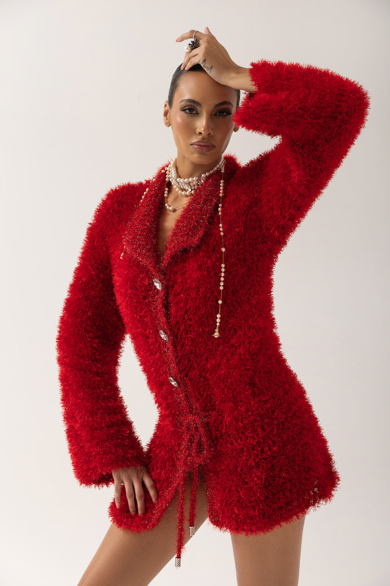 RED MONROE HANDMADE KNIT CARDIGAN DRESS