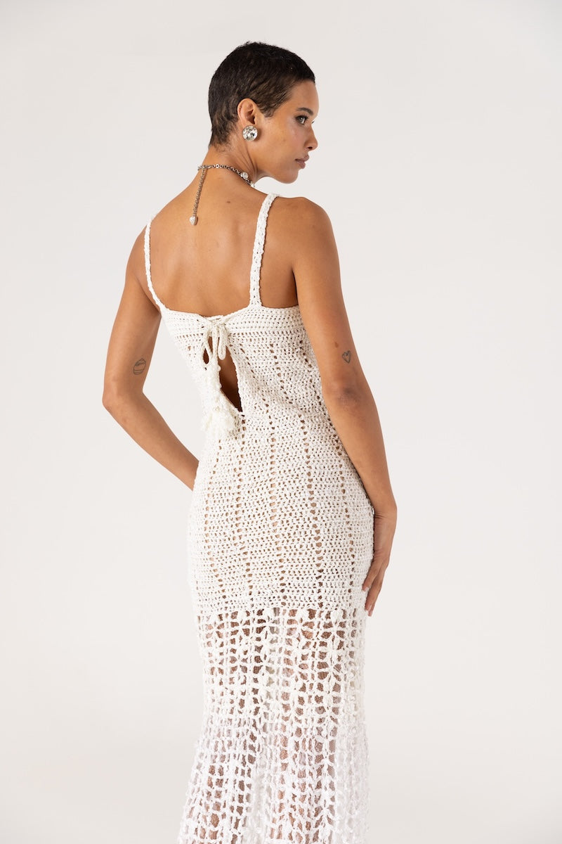 CHRYSANTHEMUM WHITE HANDMADE CROCHET DRESS