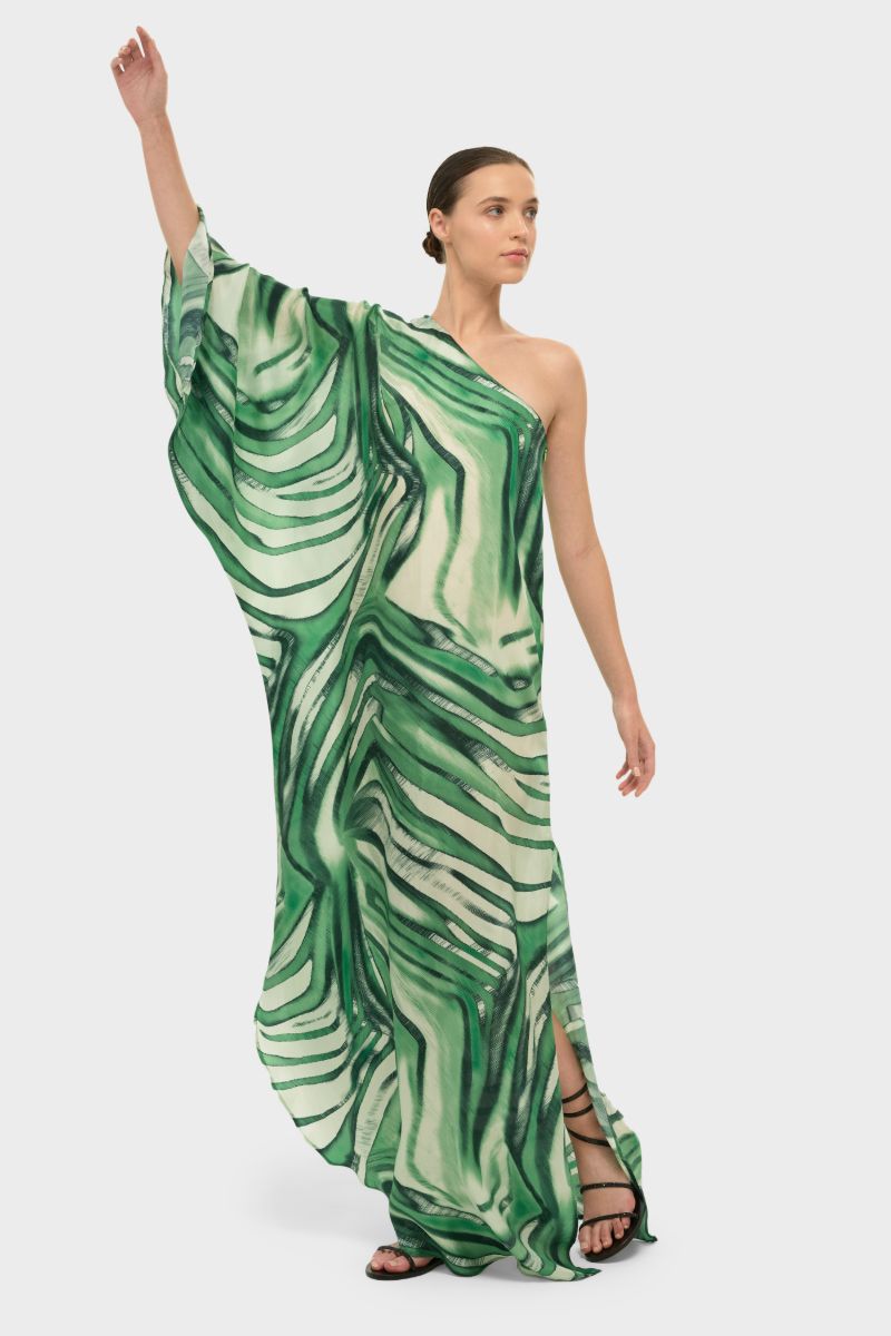 AQUAFLORA ONE SHOULDER MAXI DRESS IN ROCCO