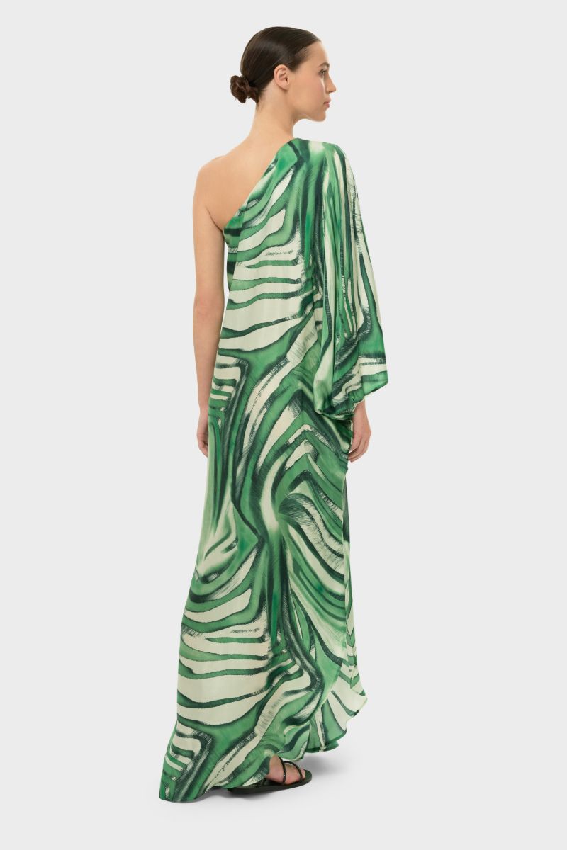 AQUAFLORA ONE SHOULDER MAXI DRESS IN ROCCO