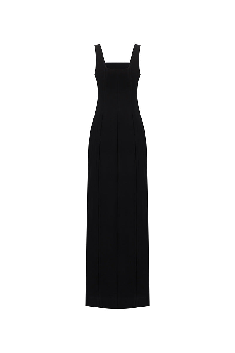 BUTTON UP MAXI DRESS IN BLACK
