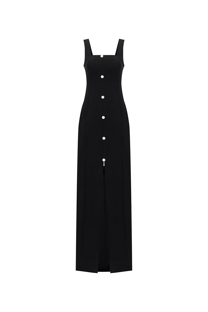 BUTTON UP MAXI DRESS IN BLACK