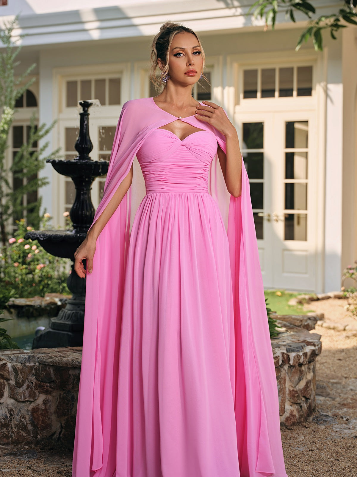 Saelyx Strapless Ruched Mesh Cape Set