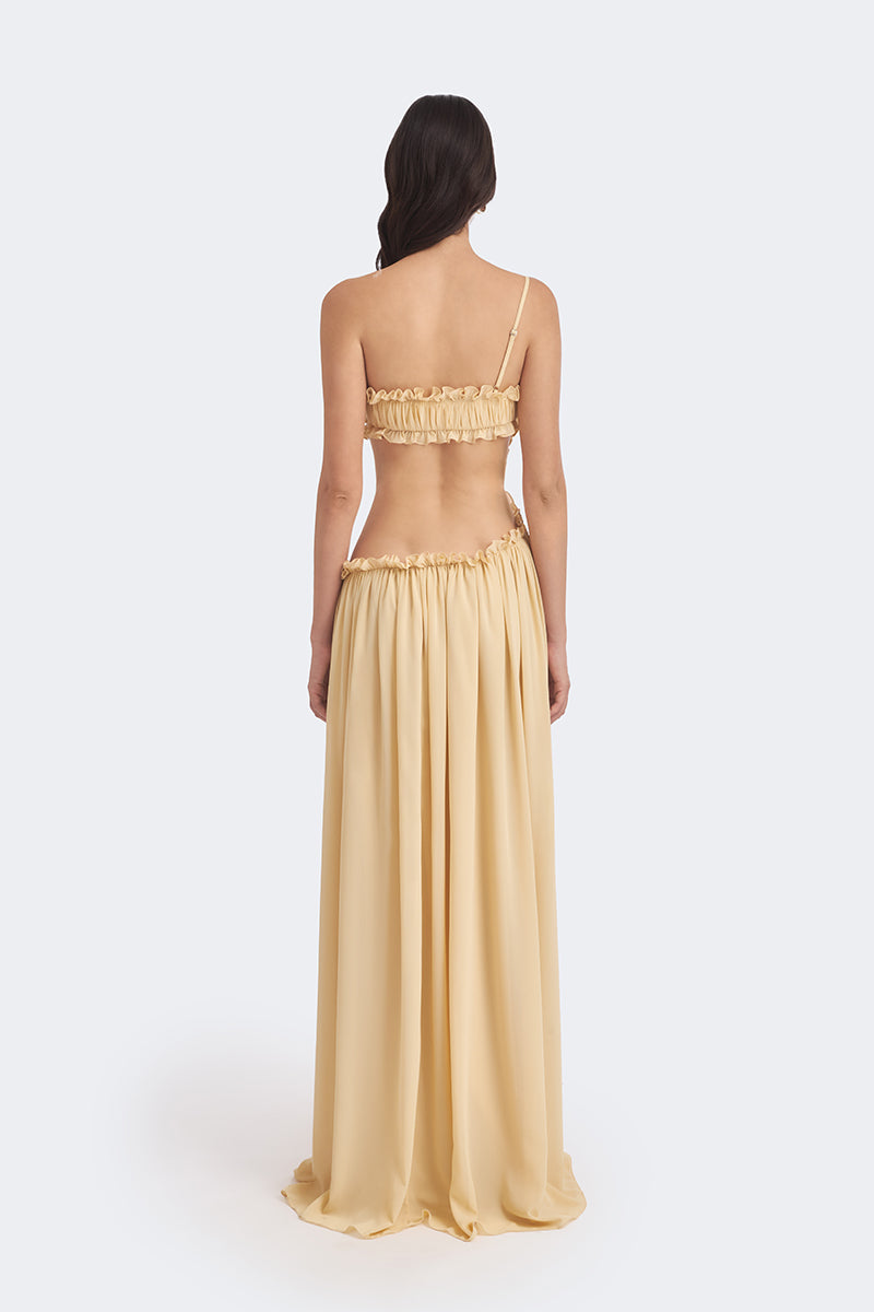 SELENE DRAPED BEIGE MAXI DRESS