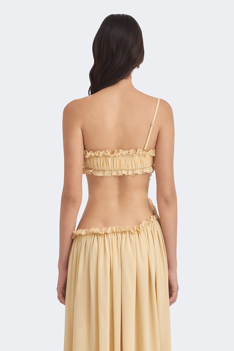 SELENE DRAPED BEIGE MAXI DRESS