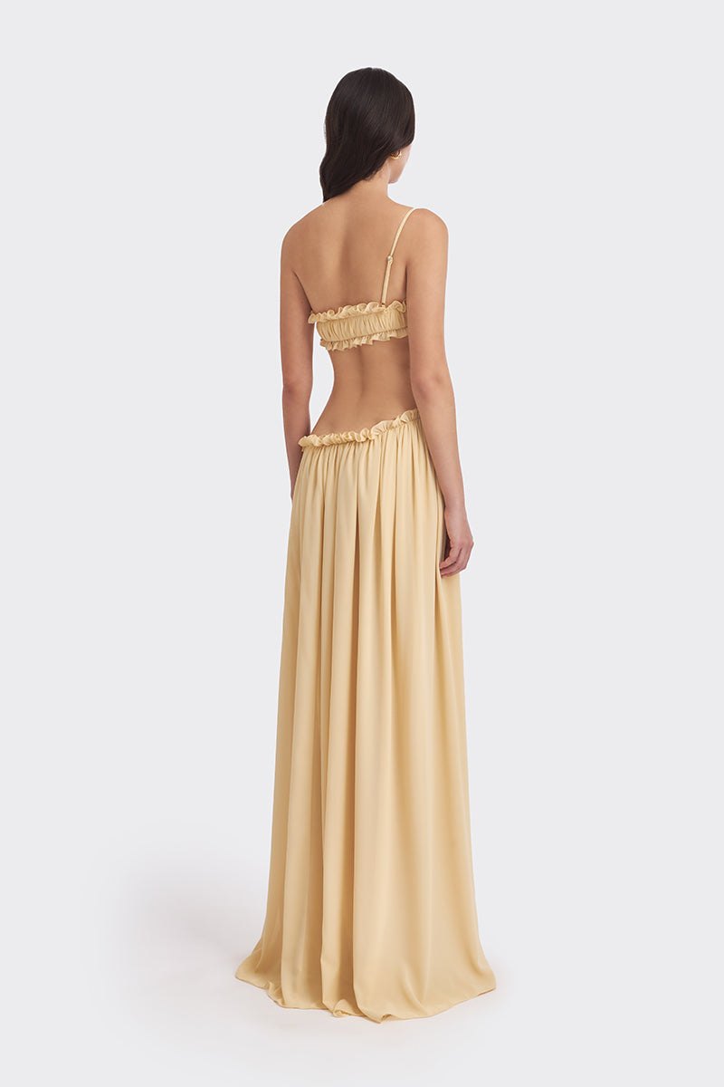 SELENE DRAPED BEIGE MAXI DRESS