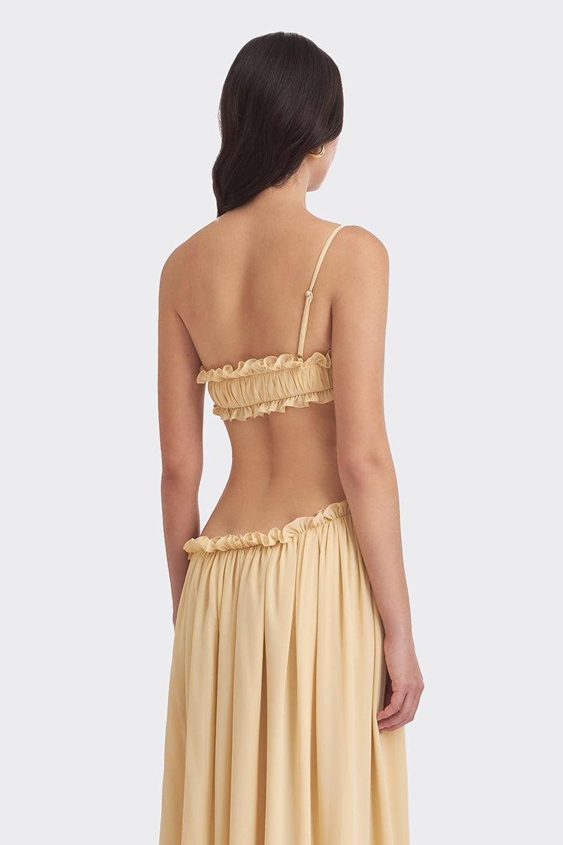 SELENE DRAPED BEIGE MAXI DRESS