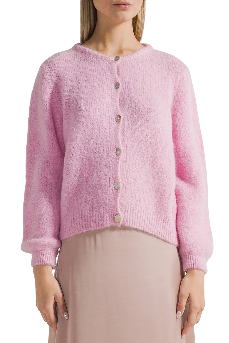 SUSAN ALPACA CARDIGAN IN SOFT BERRY