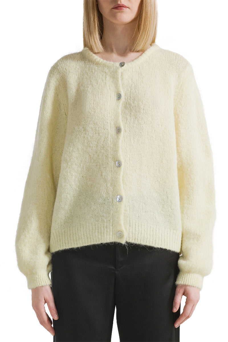 SUSAN ALPACA CARDIGAN IN LIGHT YELLOW