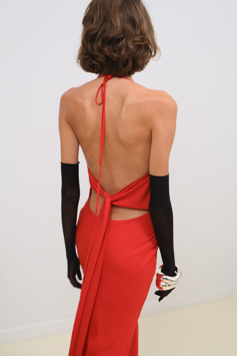 BIAS CUT DRESS WITH SASH DETAIL