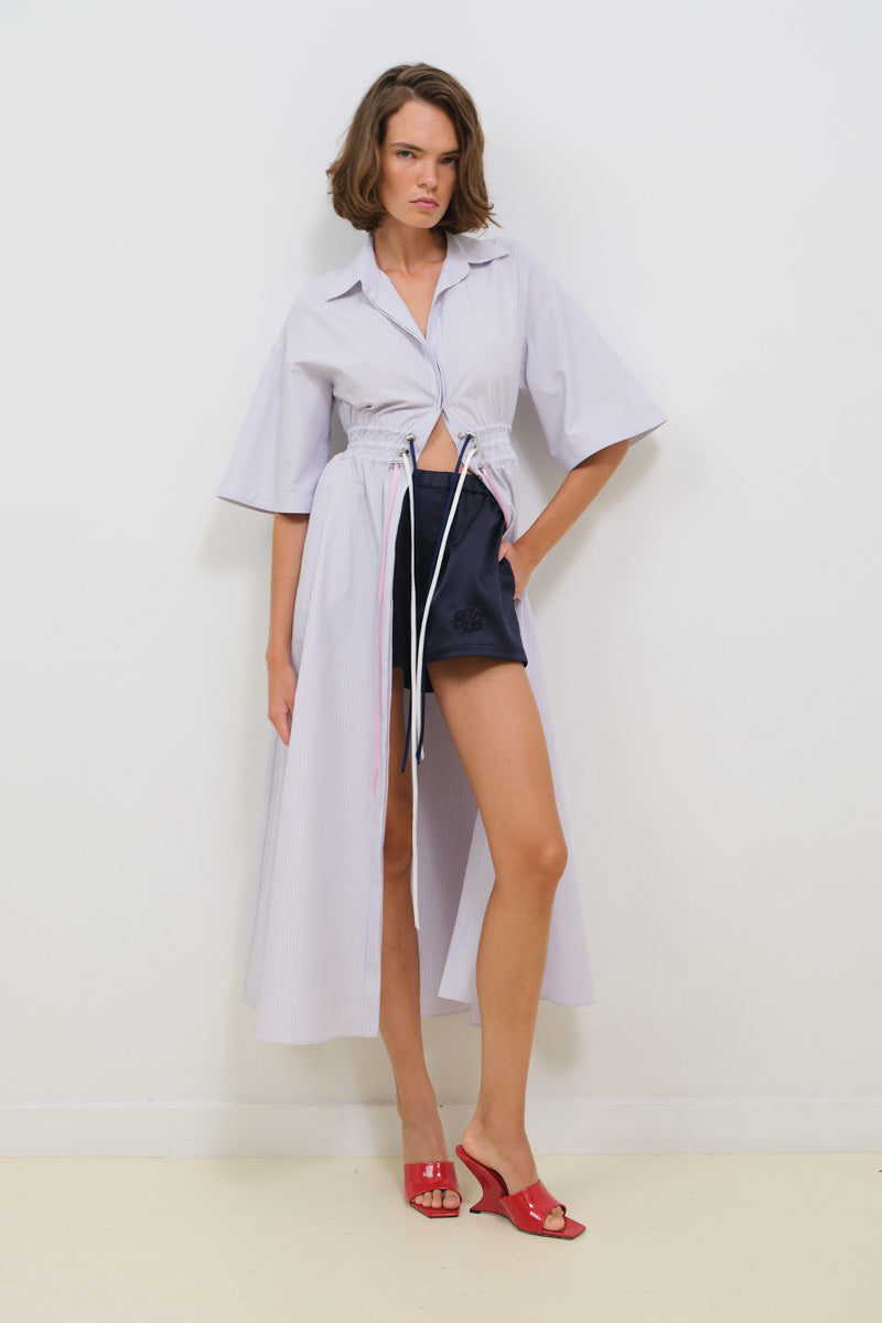 SHIRT DRESS WITH DRAWSTRINGS