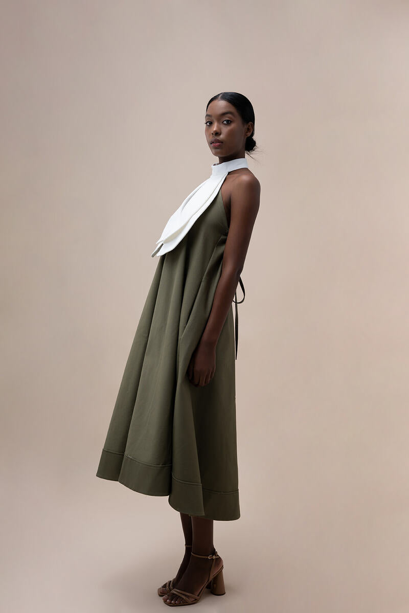 TULIP DRESS IN DUSKY GREEN