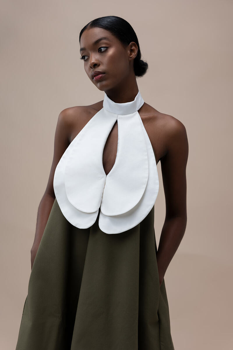 TULIP DRESS IN DUSKY GREEN