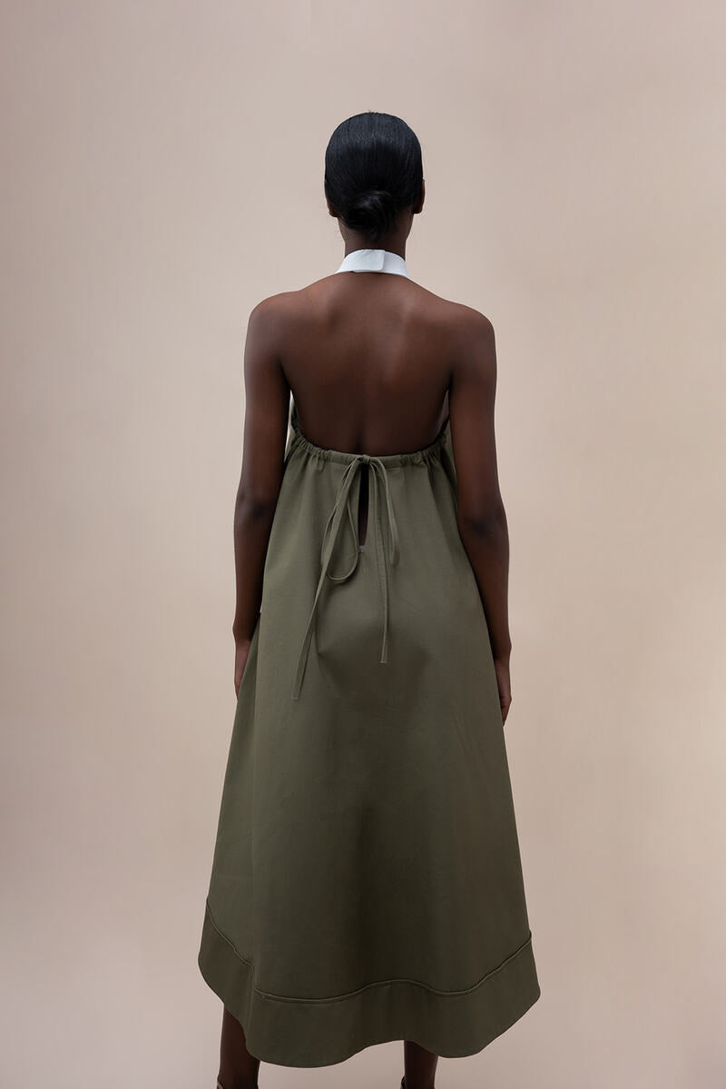 TULIP DRESS IN DUSKY GREEN